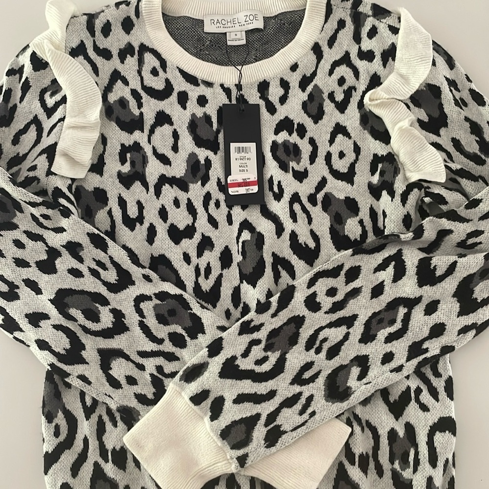 NWT Rachel Zoe leopard print sweater
